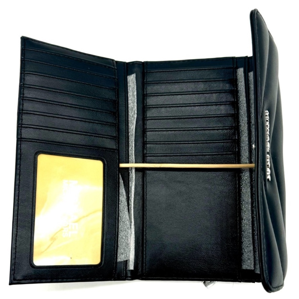 Michael Kors Large Quilted Trifold Wallet Black/Silver - Picture 7 of 9